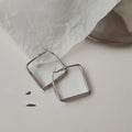Exaggerated Silver Plated Copper Square Hollow Hoop Earrings For Women Trendy Geometric Jewelry