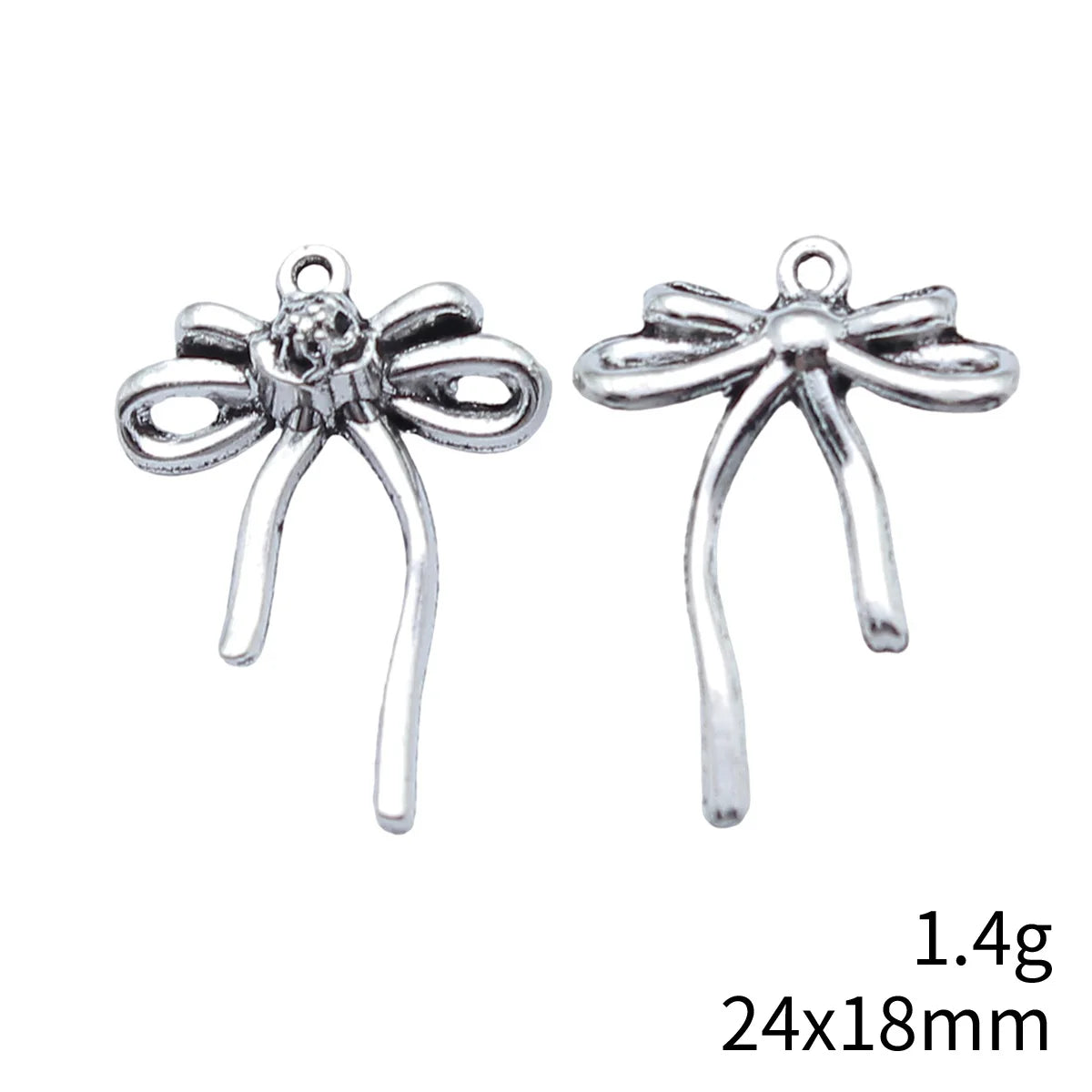 24x18mm 1.4g Antique Silver Zinc Alloy Bow Butterfly Charm Pendant for Necklace Bracelet Jewelry Making