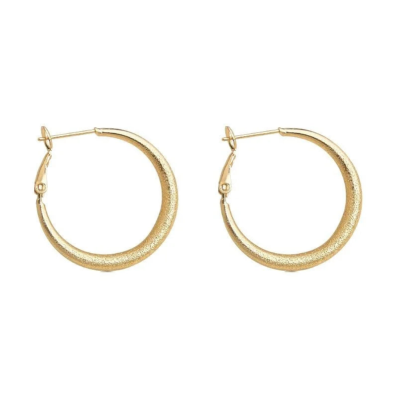 French Hong Kong Style Matte Copper Hoop Earrings Minimalist Geometric Light Luxury Jewelry