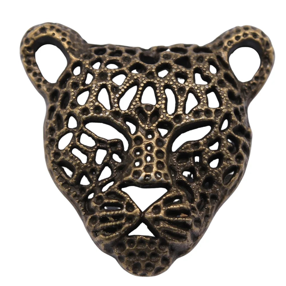 45x43mm 15.2g Multicolor Zinc Alloy Leopard Head Charm Pendant for DIY Necklace Jewelry Making