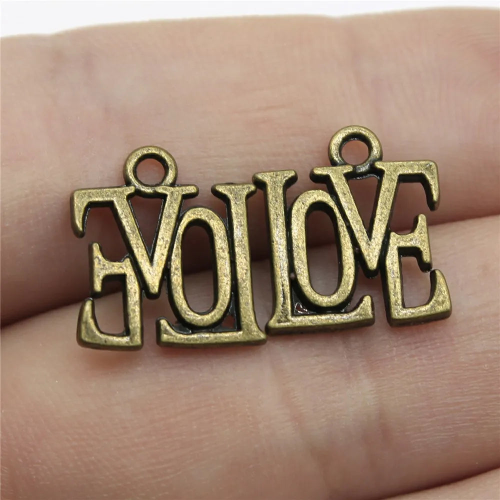 15x13mm 1.1g Multicolor Zinc Alloy LOVE Letter Charm Pendant for Bracelet Necklace Making