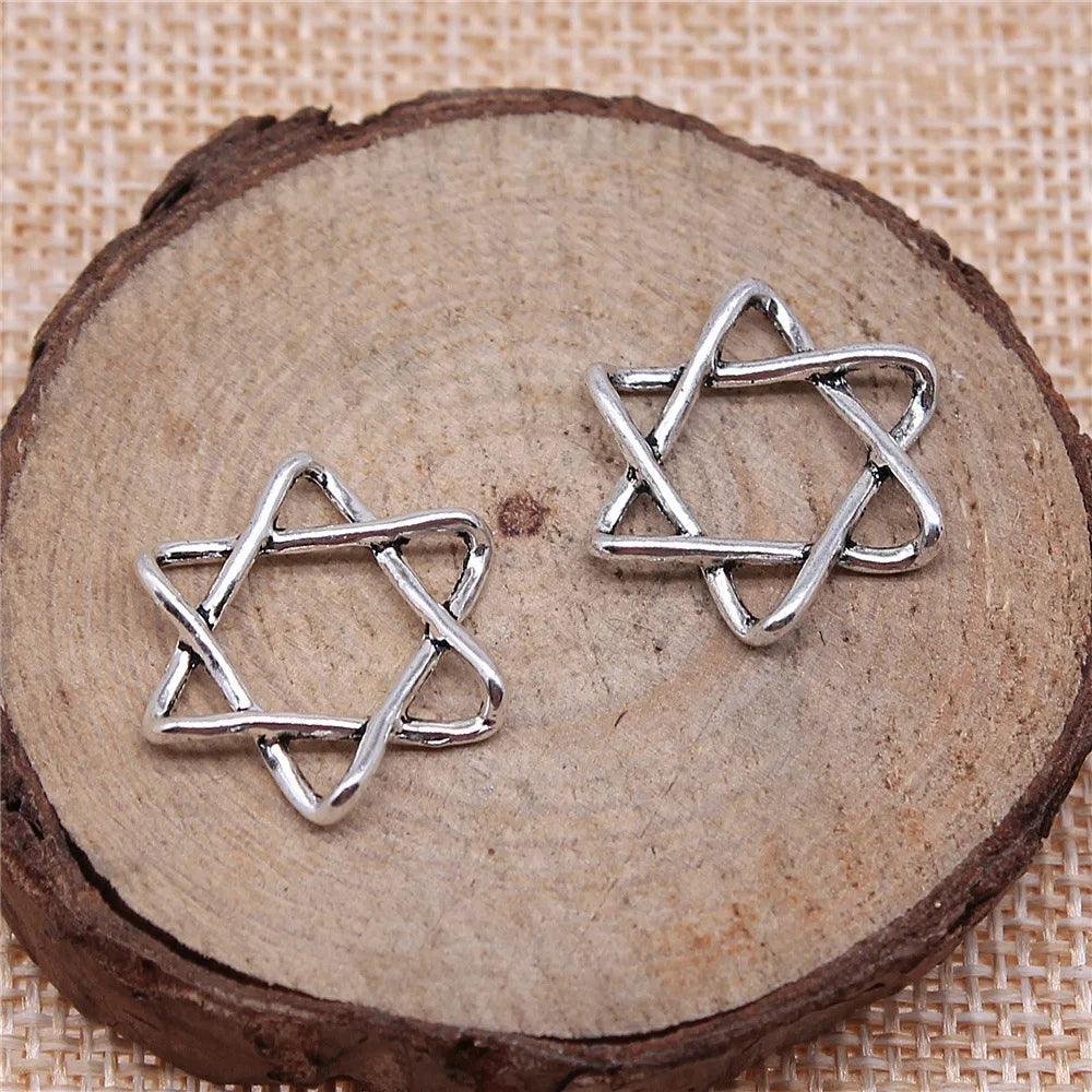 20x18mm 0.9g Multicolor Zinc Alloy Six Pointed Star Charm Pendant for DIY Necklace Bracelet Making