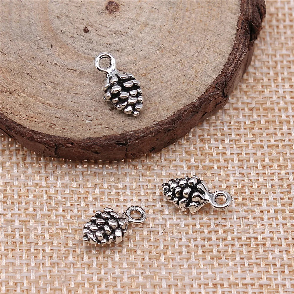 12x7x7mm 0.8g Multicolor Zinc Alloy Pine Cone Charm Pendant for DIY Necklace Bracelet Jewelry Making