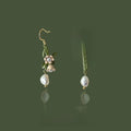 Freshwater Pearl Silver Plated Lily Of The Valley Asymmetric Drop Earrings French Handmade Jewelry