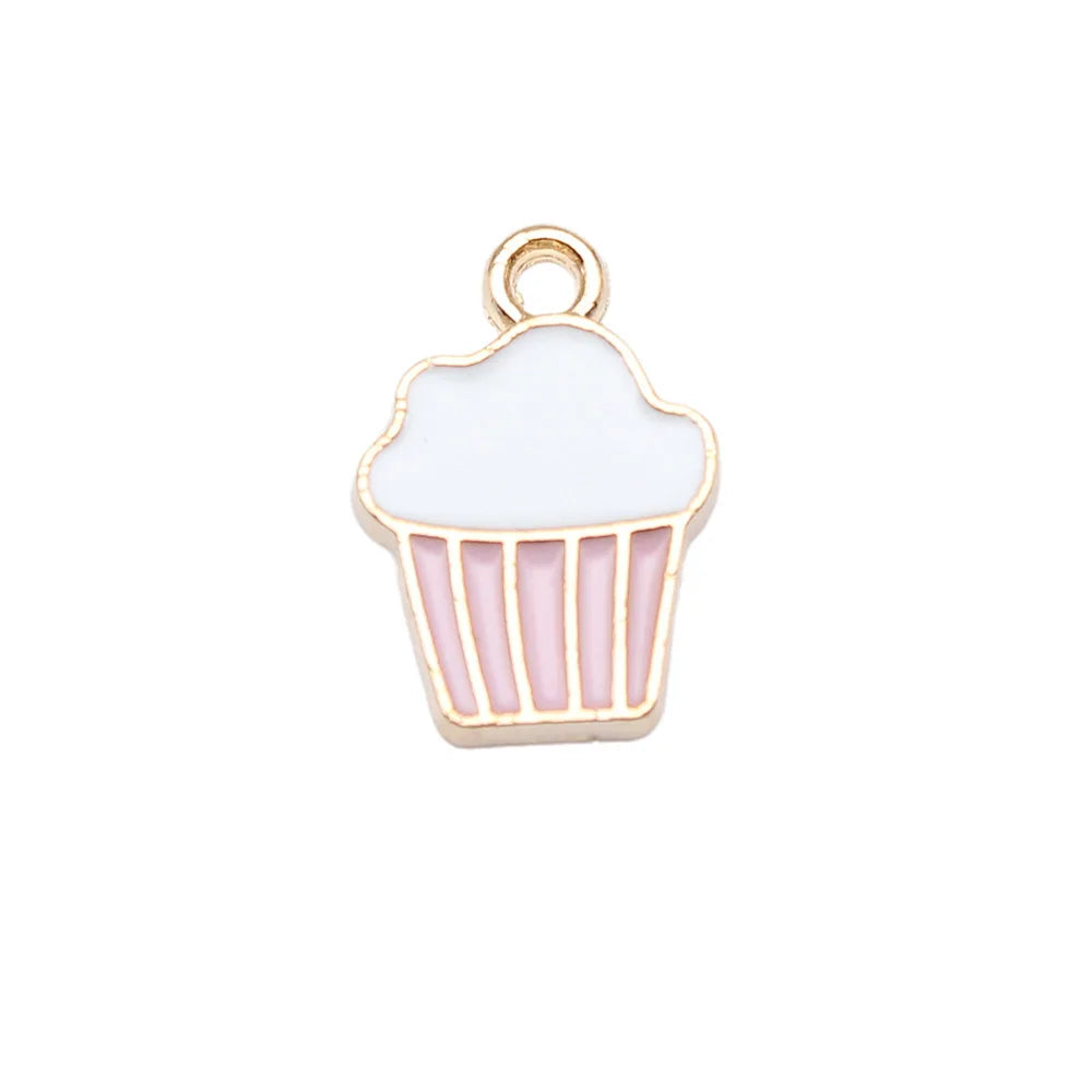 15x11mm 0.86g Multicolor Zinc Alloy Cupcake Charm Pendant for Earrings Bracelet DIY Jewelry