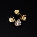 Elegant Heart Zircon Alloy Spiral Stud & Clip On No Piercing Gold Plated Fashion Jewelry Earrings
