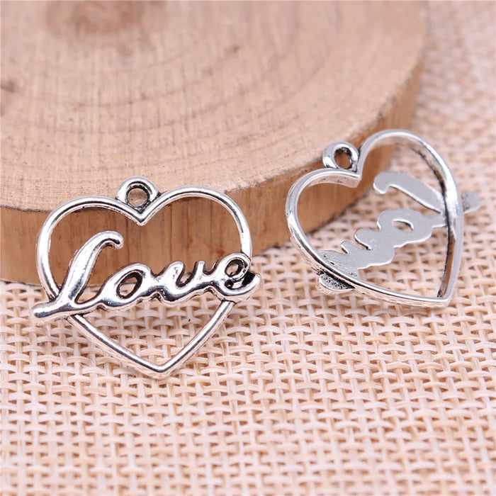 22x19mm 1g Antique Silver Zinc Alloy Love Heart Charm Pendant for DIY Necklace Bracelet Jewelry Making