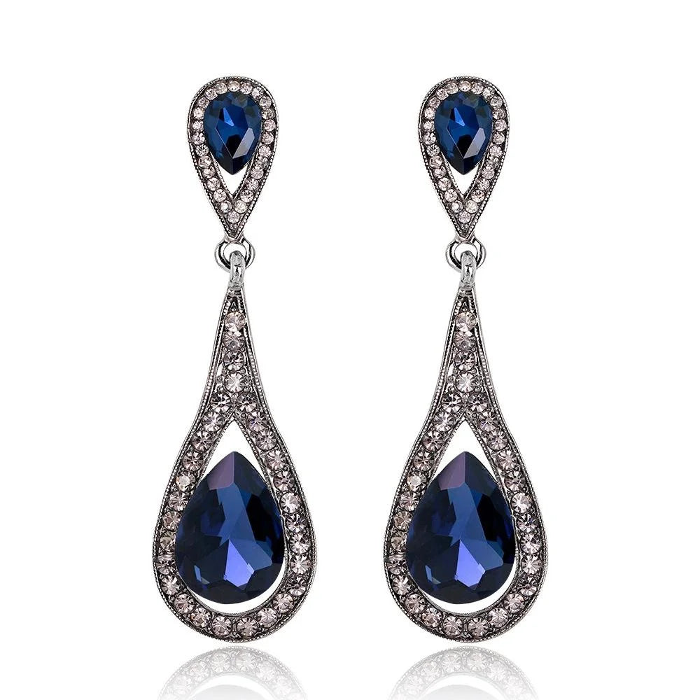 Luxury Bridal Teardrop Rhinestone Crystal Long Dangle Earrings For Women Wedding Party Banquet Gift