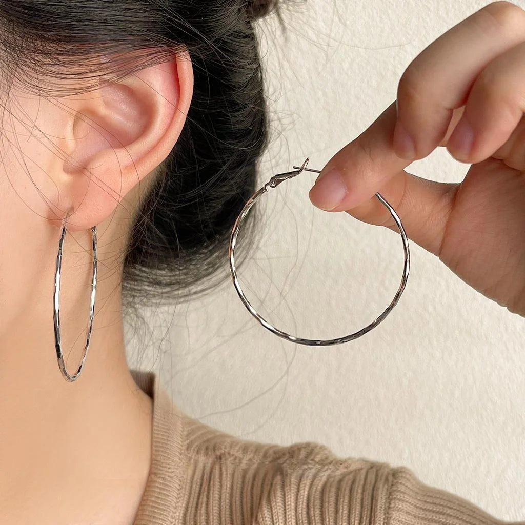 Exaggerated Copper Round Hoop Earrings Geometric Minimalist Sweet Cool Statement Jewelry