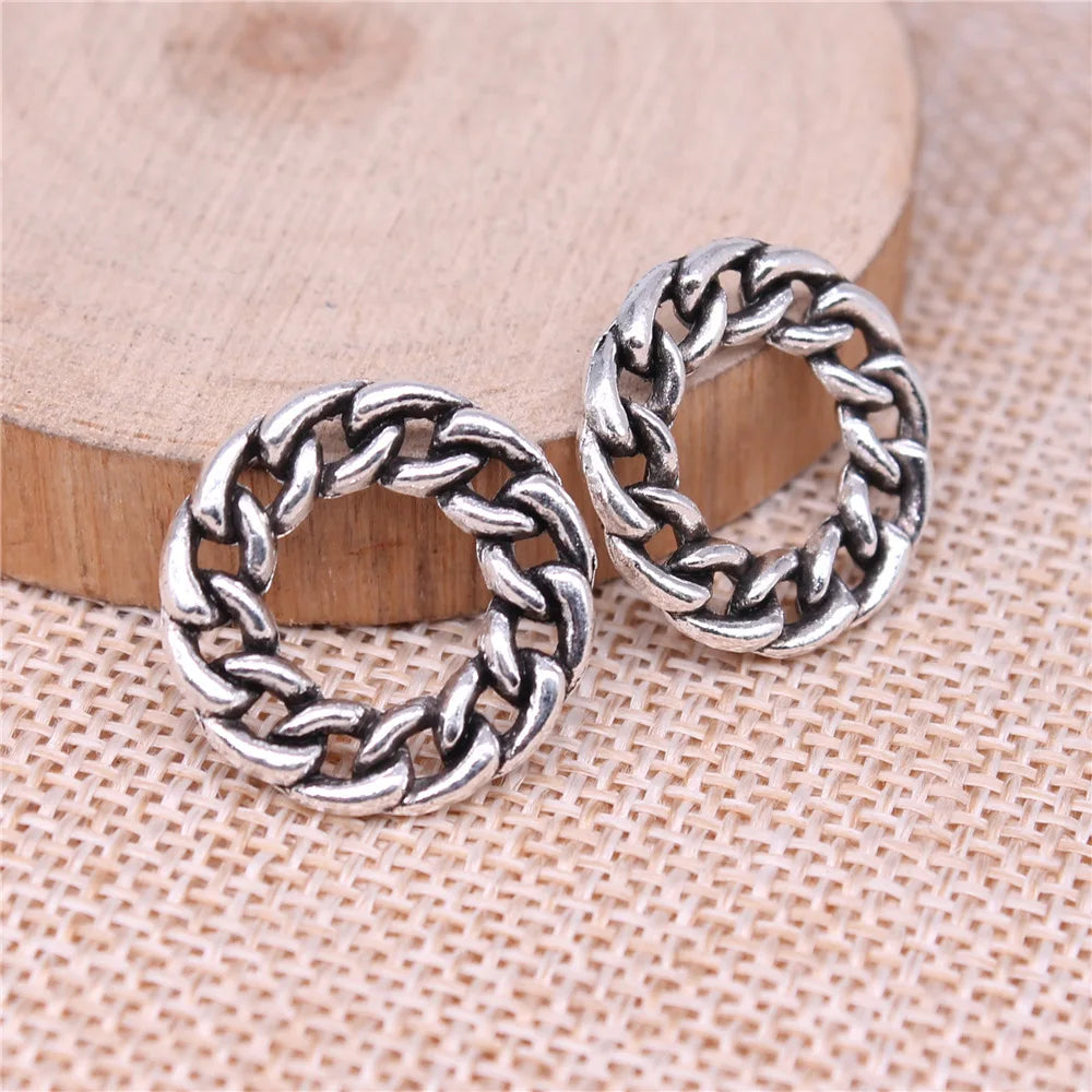 20x20mm 2.2g Antique Silver Zinc Alloy Twisted Ring Charm Pendant for DIY Necklace Bracelet Making