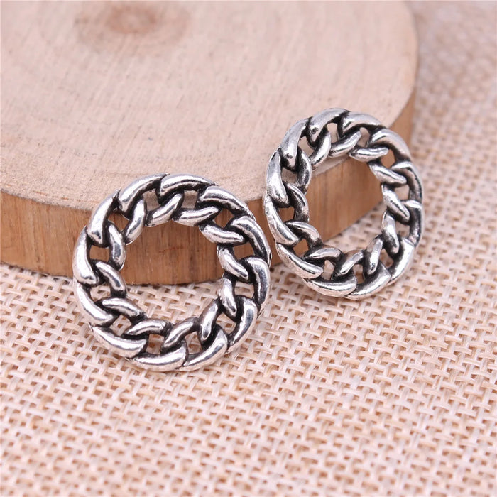 20x20mm 2.2g Antique Silver Zinc Alloy Twisted Ring Charm Pendant for DIY Necklace Bracelet Making