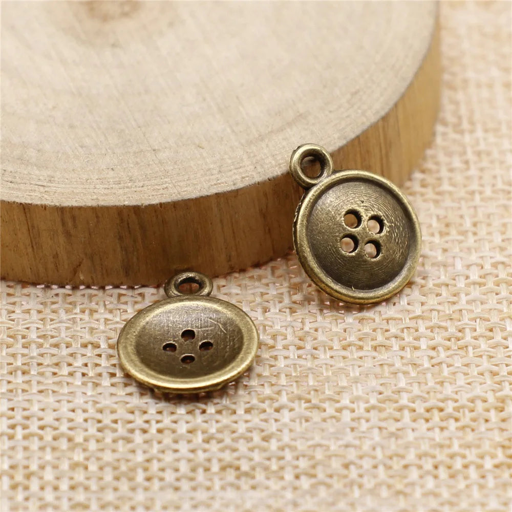 17x13mm 1.1g Multicolor Zinc Alloy Button Charm Pendant for DIY Bracelet Necklace Earring Making