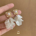 Sweet Vacation Style Acrylic Flower Tassel Drop Earrings With Copper Studs Handmade Jewelry