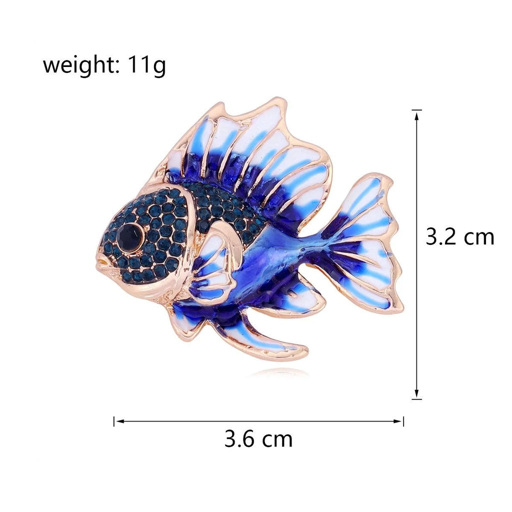 Elegant Tropical Fish Enamel Rhinestone Brooch For Women, Creative Luxury Lapel Pin Corsage Suit Accessory