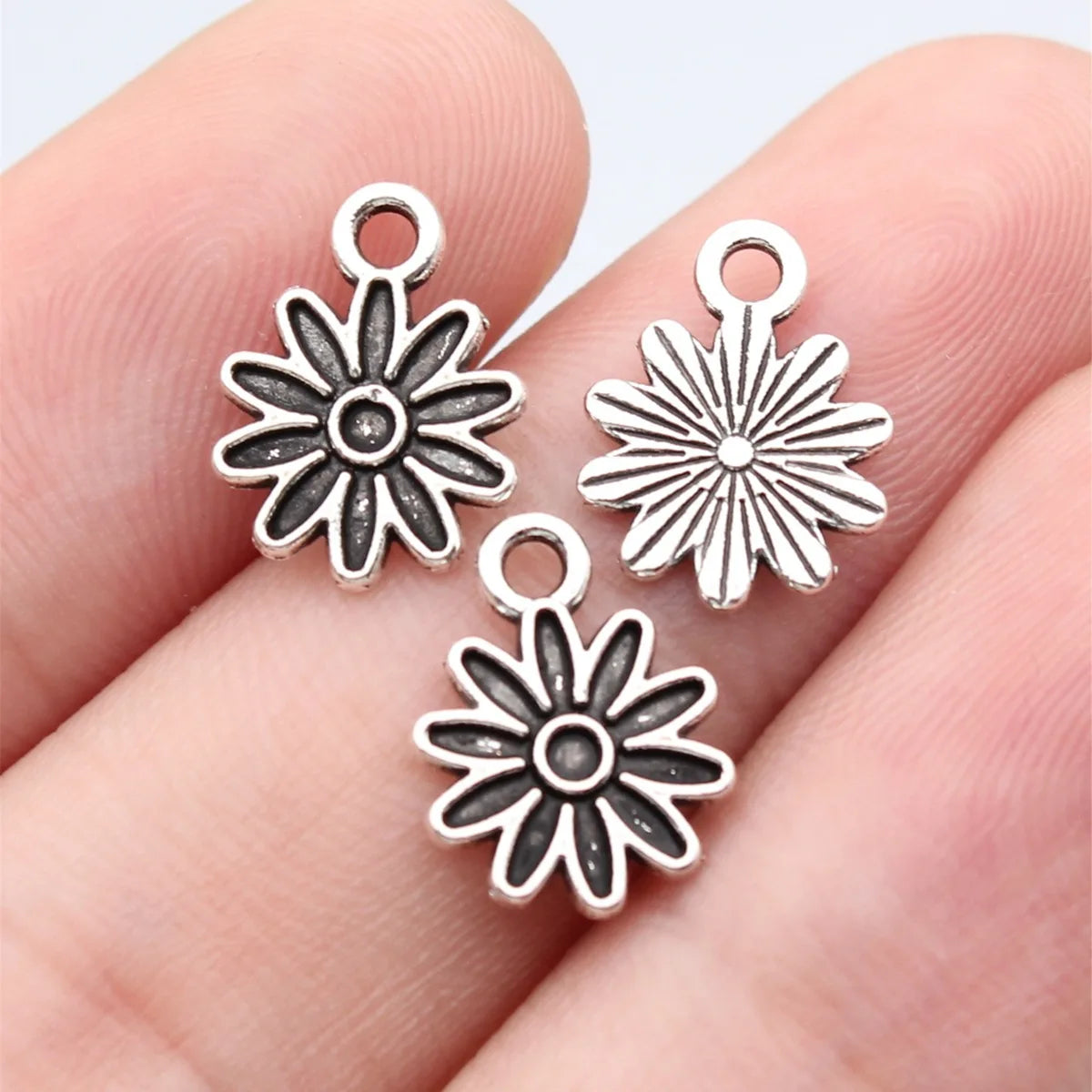13x9.6mm 0.33g Multi Color Zinc Alloy Small Flower Charm Pendant for DIY Necklace Bracelet Jewelry