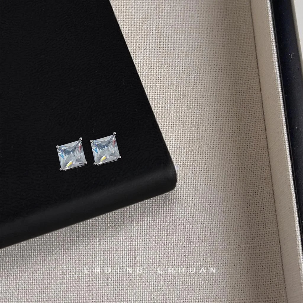 14K Gold Plated Copper Mini Pave Zircon Heart Star Cross Geometric Drop Earrings