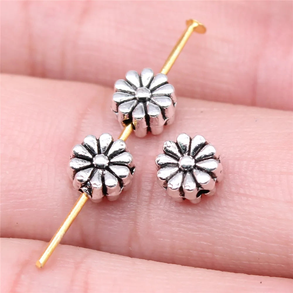 7mm 0.5g Multicolor Zinc Alloy Flower Loose Metal Beads for Bracelet Necklace DIY Jewelry Making