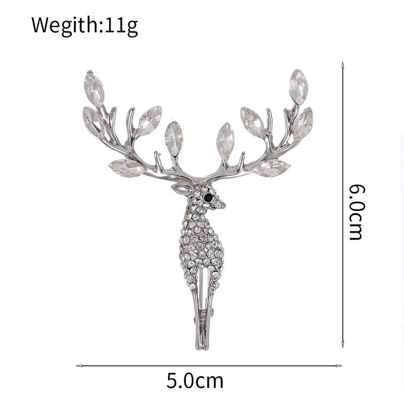 Elegant Rhinestone Elk Antler Brooch, Rose Gold Alloy Deer Lapel Pin Corsage For Suit Accessory Gift