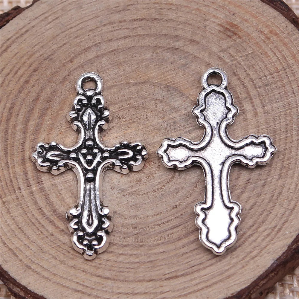 28x17mm 1.35g Antique Silver Zinc Alloy Cross Charm Pendant for DIY Necklace Bracelet Jewelry Making