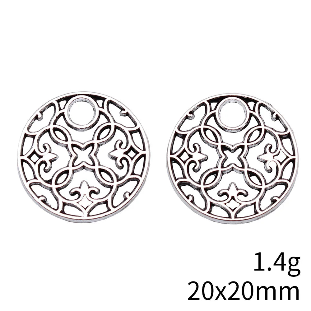 20x20mm 1.4g Multicolor Zinc Alloy Geometric Flower Round Disc Charm Pendant for DIY Jewelry Making