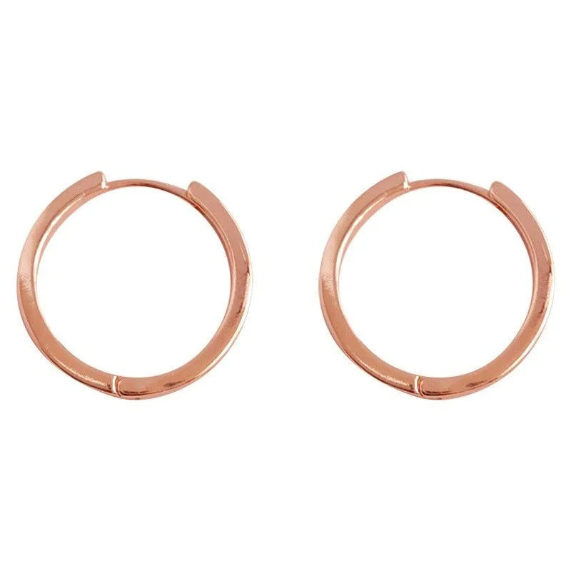 Rose Gold Plated Copper Round Drop Earrings Smooth Minimalist Geometric Elegant Commute Jewelry