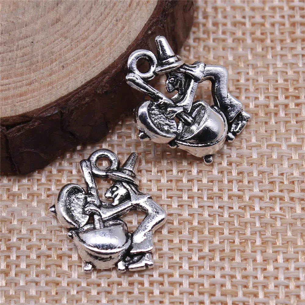 17x14mm 1.3g Multicolor Zinc Alloy Witch Grinding Medicine Charm Pendant for DIY Jewelry Making