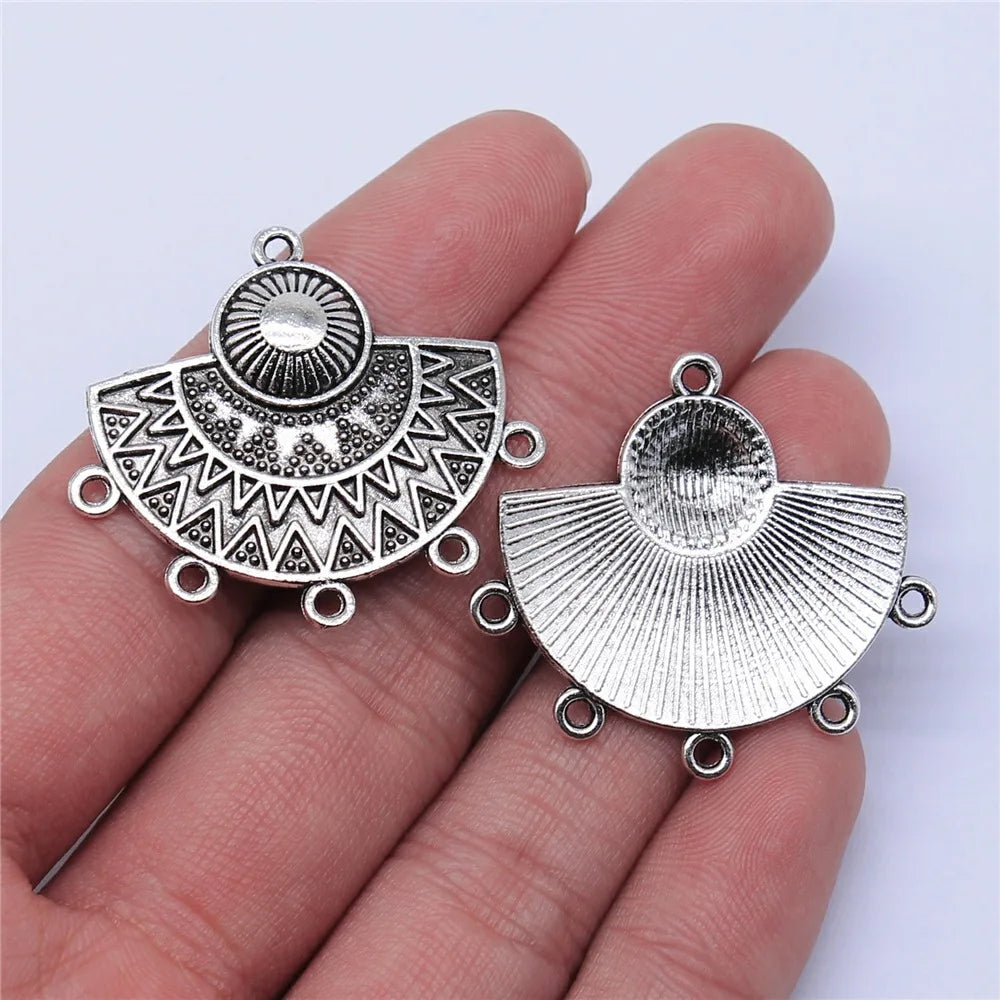 30x35mm 4.2g Multicolor Zinc Alloy Openwork Earring Connector Charms for DIY Earring Jewelry Making