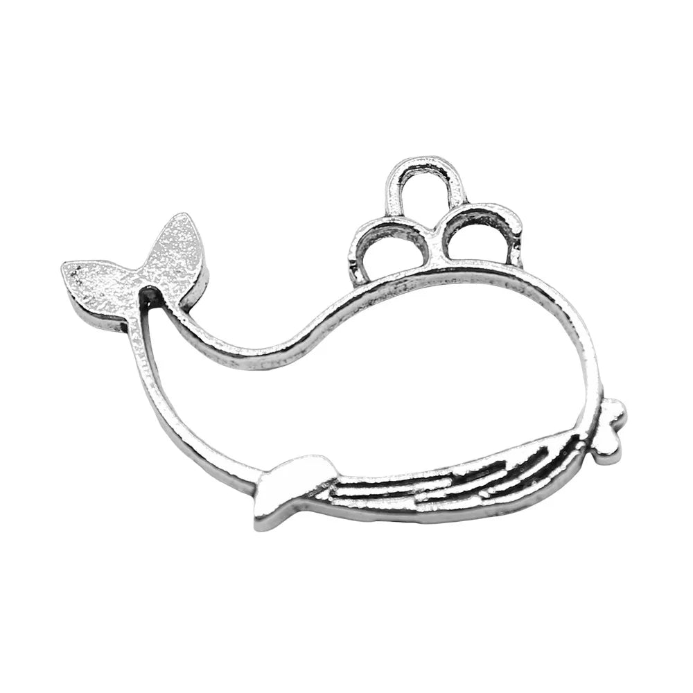 19x28mm 1.6g Multicolor Zinc Alloy Hollow Whale Charm Pendant for DIY Bracelet Necklace Jewelry Making