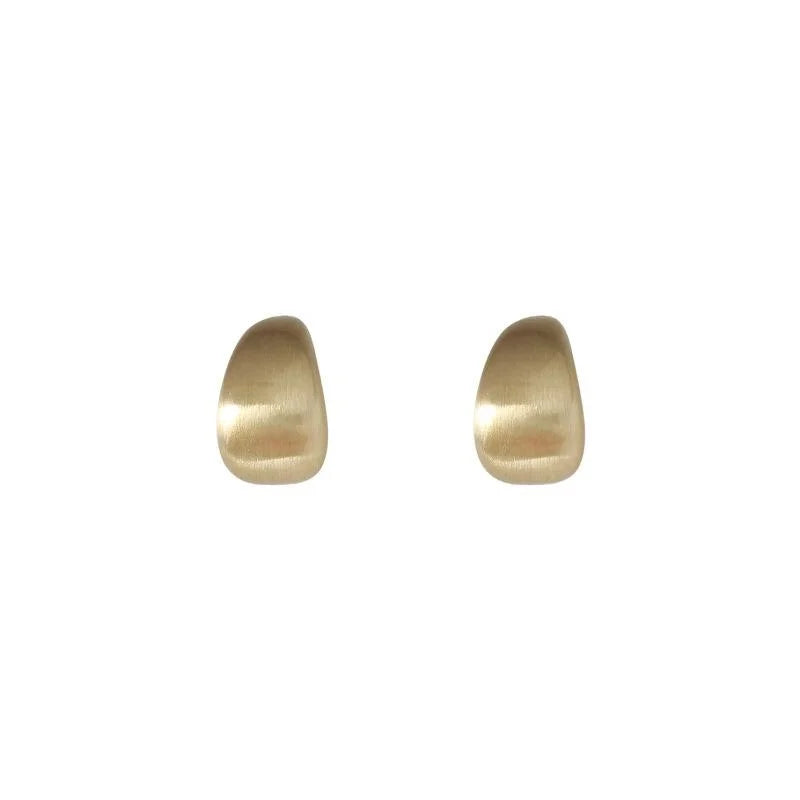 14K Plated Copper Brushed Water Drop Stud Earrings Minimalist Geometric Oval Jewelry