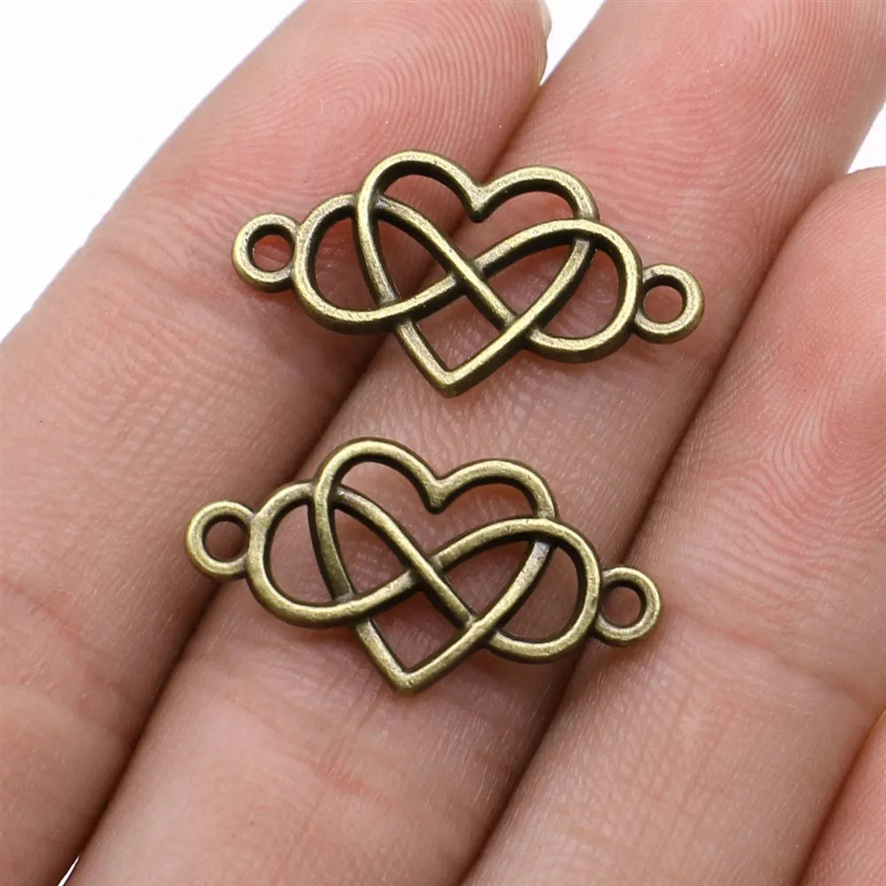 13x25mm 1.2g Zinc Alloy Infinity Heart Connector Charm for DIY Bracelet Necklace Jewelry Making
