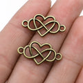 13x25mm 1.2g Zinc Alloy Infinity Heart Connector Charm for DIY Bracelet Necklace Jewelry Making