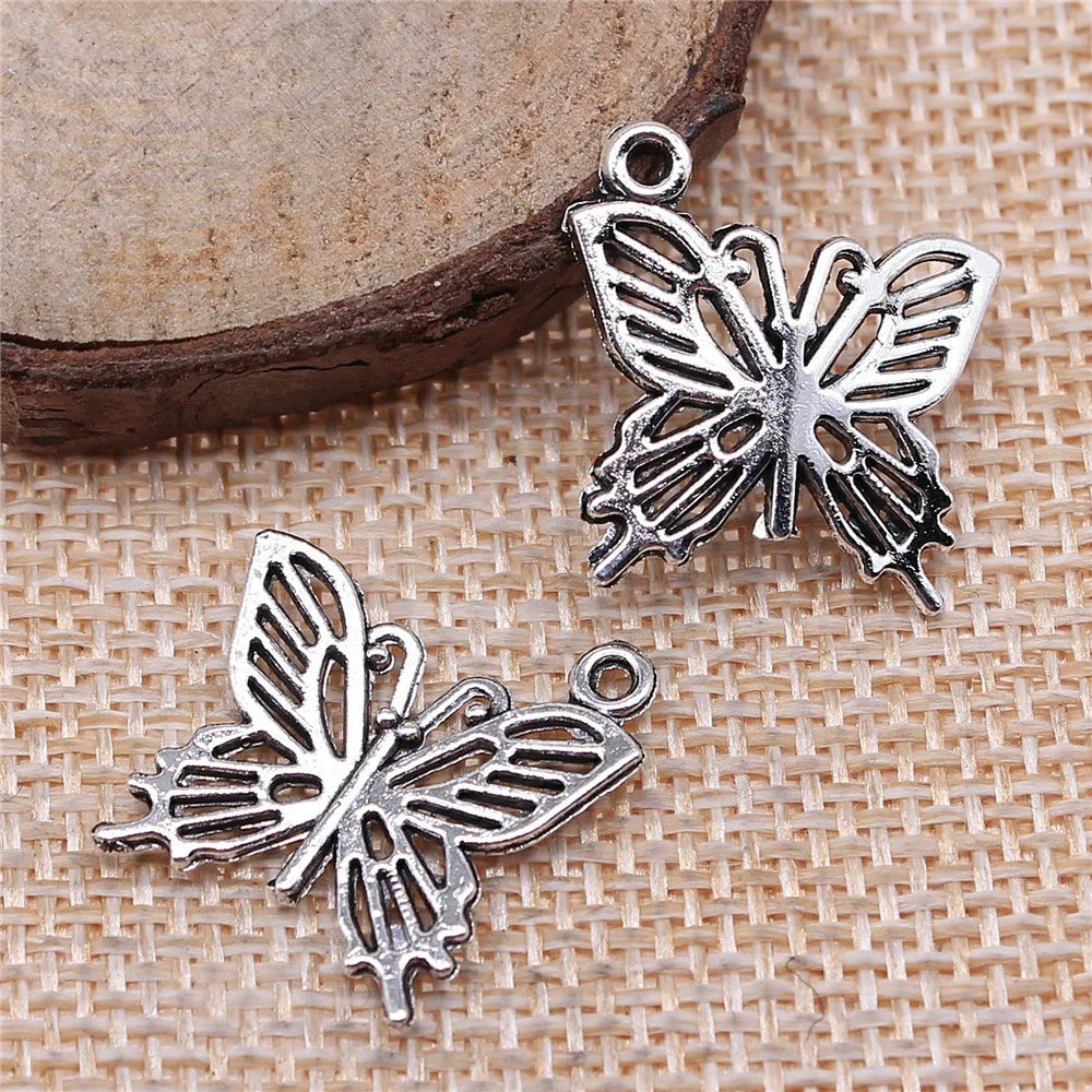 20x19mm 1.2g Antique Silver Zinc Alloy Butterfly Charm Pendant for DIY Necklace Bracelet Jewelry Making