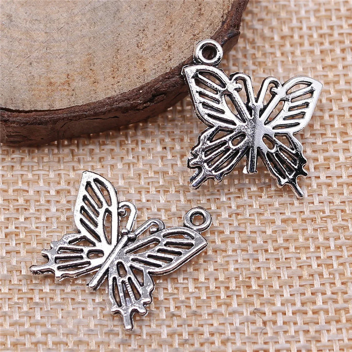 20x19mm 1.2g Antique Silver Zinc Alloy Butterfly Charm Pendant for DIY Necklace Bracelet Jewelry Making