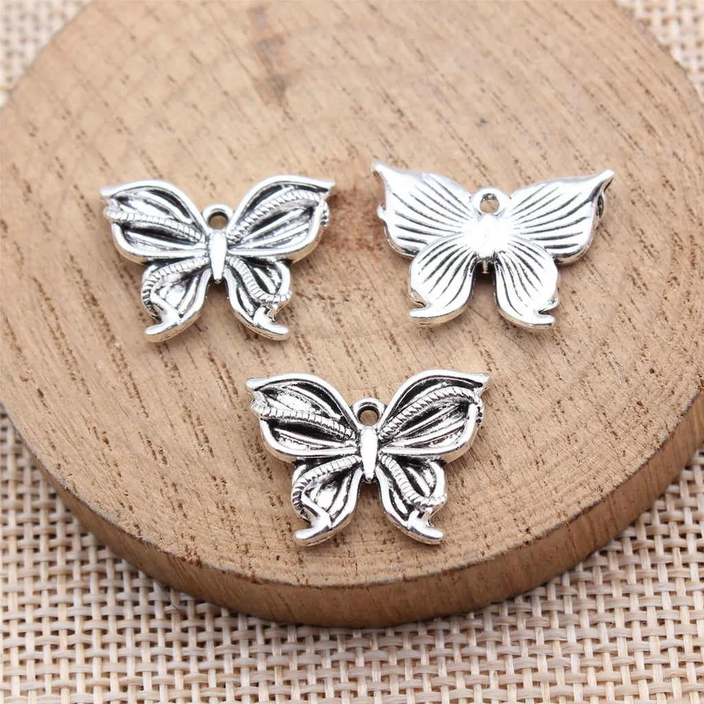 20x15mm 1.8g Antique Silver Zinc Alloy Butterfly Charm Pendant for DIY Necklace Bracelet Making
