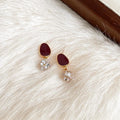 French Vintage Red Enamel Geometric Copper Drop Earrings Light Luxury Niche Jewelry