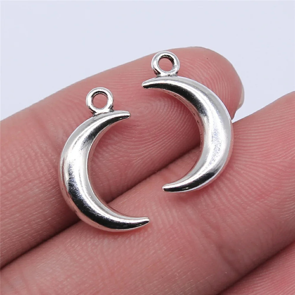 18x10mm 1.25g Multicolor Zinc Alloy Moon Charm Pendant for DIY Necklace Bracelet Jewelry Making