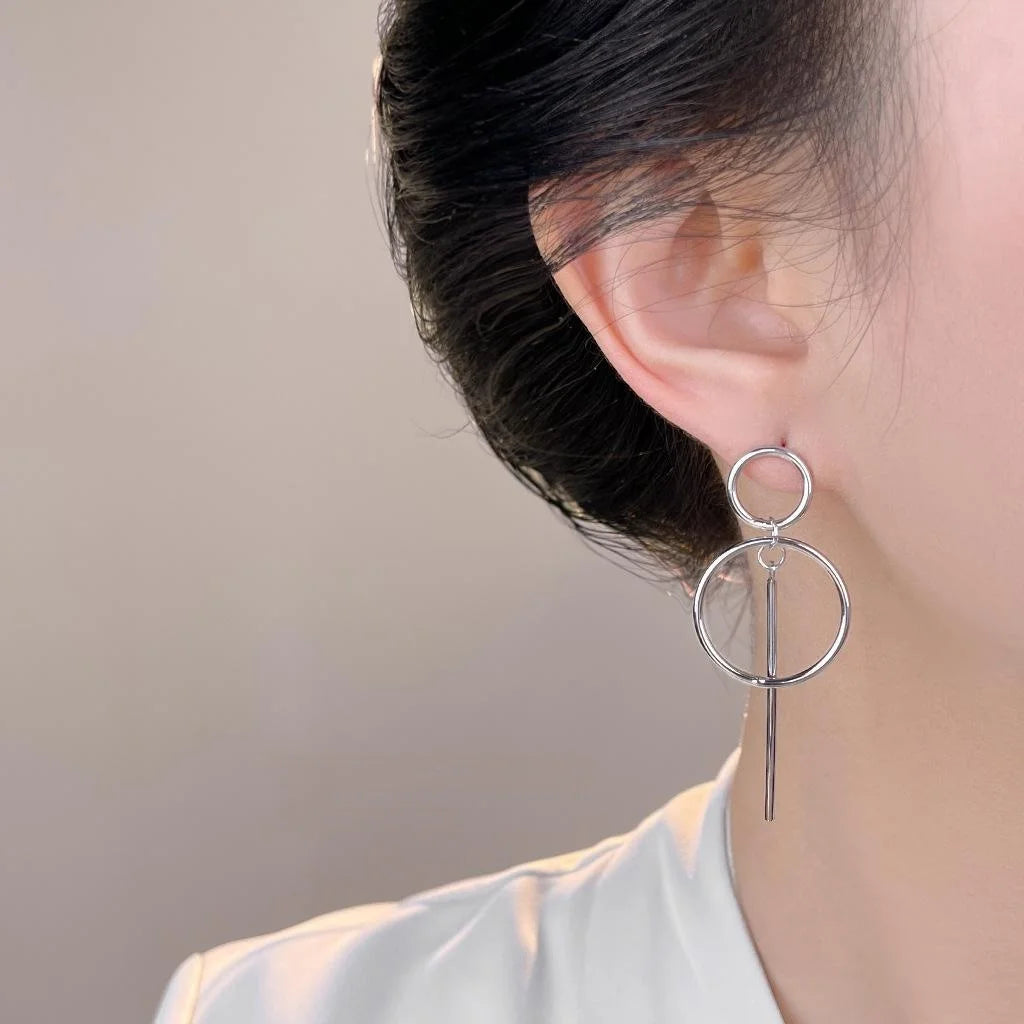 Copper Geometric Circle Line Hoop Earrings Minimalist Fashion Yiwu Jewelry