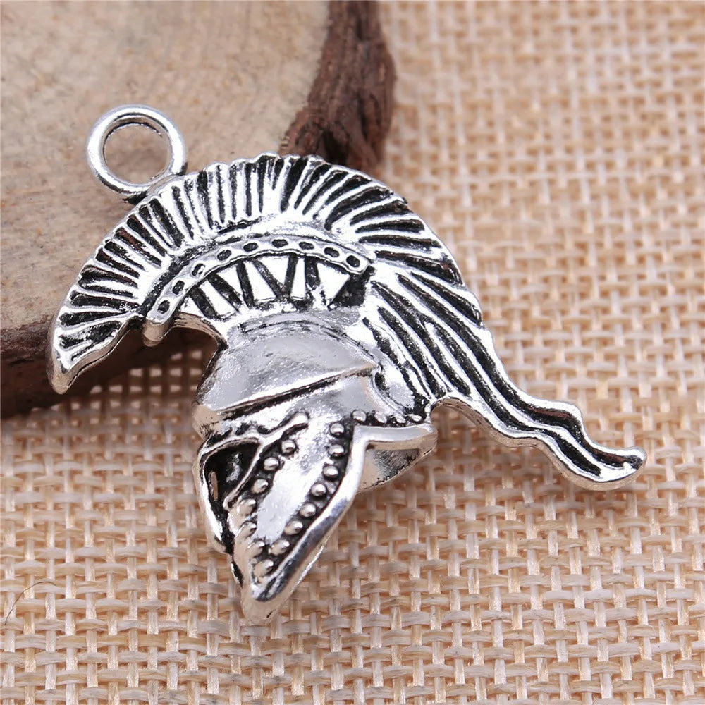 36x28x14mm 9.6g Antique Silver Zinc Alloy 3D Roman Warrior Helmet Charm Pendant for DIY Jewelry Making