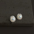 Light Luxury Geometric Pearl Stud Earrings For Women, Copper Round Oval Elegant Jewelry