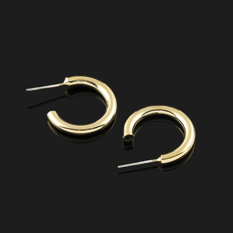 Minimalist Gold Alloy Spiral Hoop Stud & Clip On No Piercing French Elegant Ear Cuff Earrings