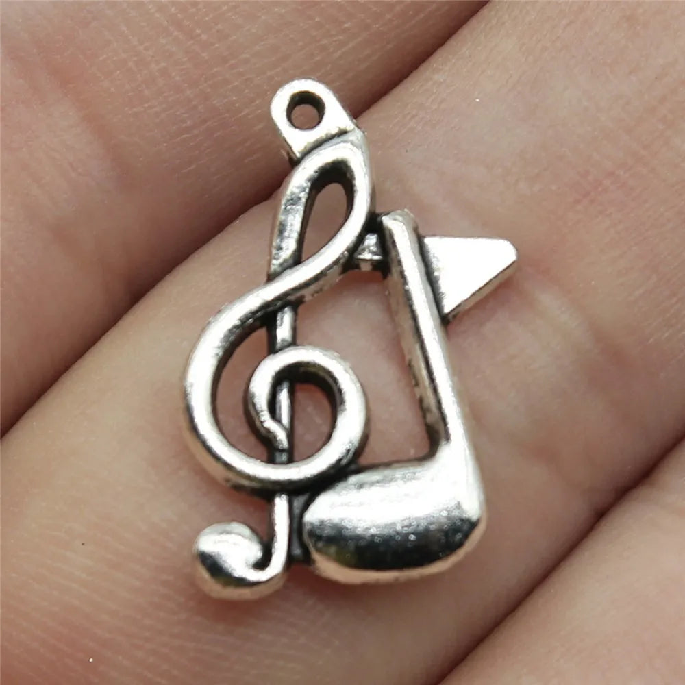 21x13mm 1.1g Antique Silver Zinc Alloy Music Note Charm Pendant for DIY Bracelet Necklace Making