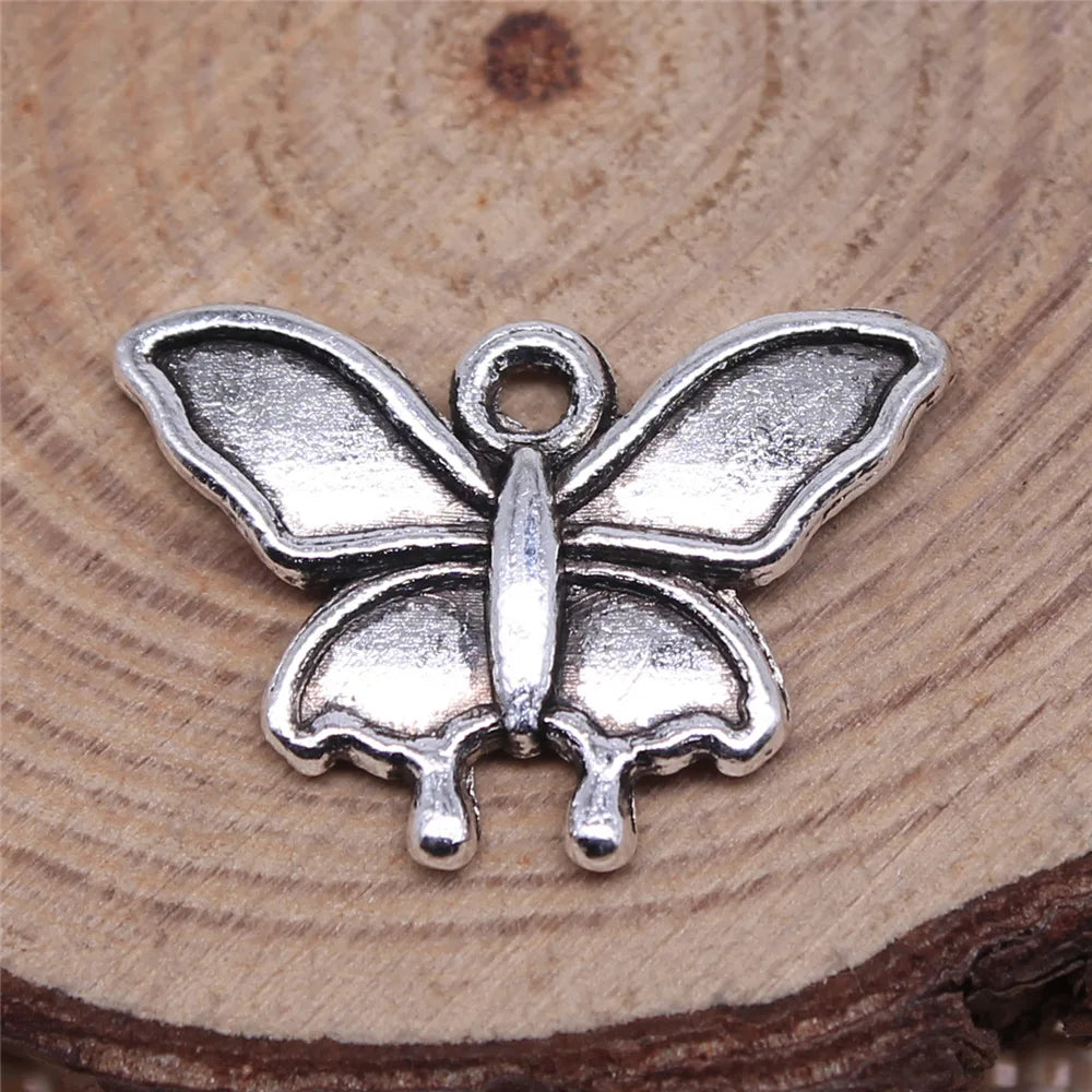 14x19mm 1.1g Antique Silver Zinc Alloy Butterfly Charm Pendant for DIY Necklace Bracelet Jewelry Making