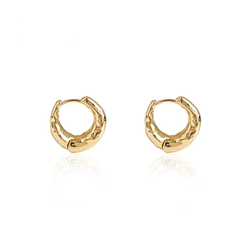 18K Gold Plated Copper Geometric Round Drop Earrings, Light Luxury Tarnish Resistant Jewelry