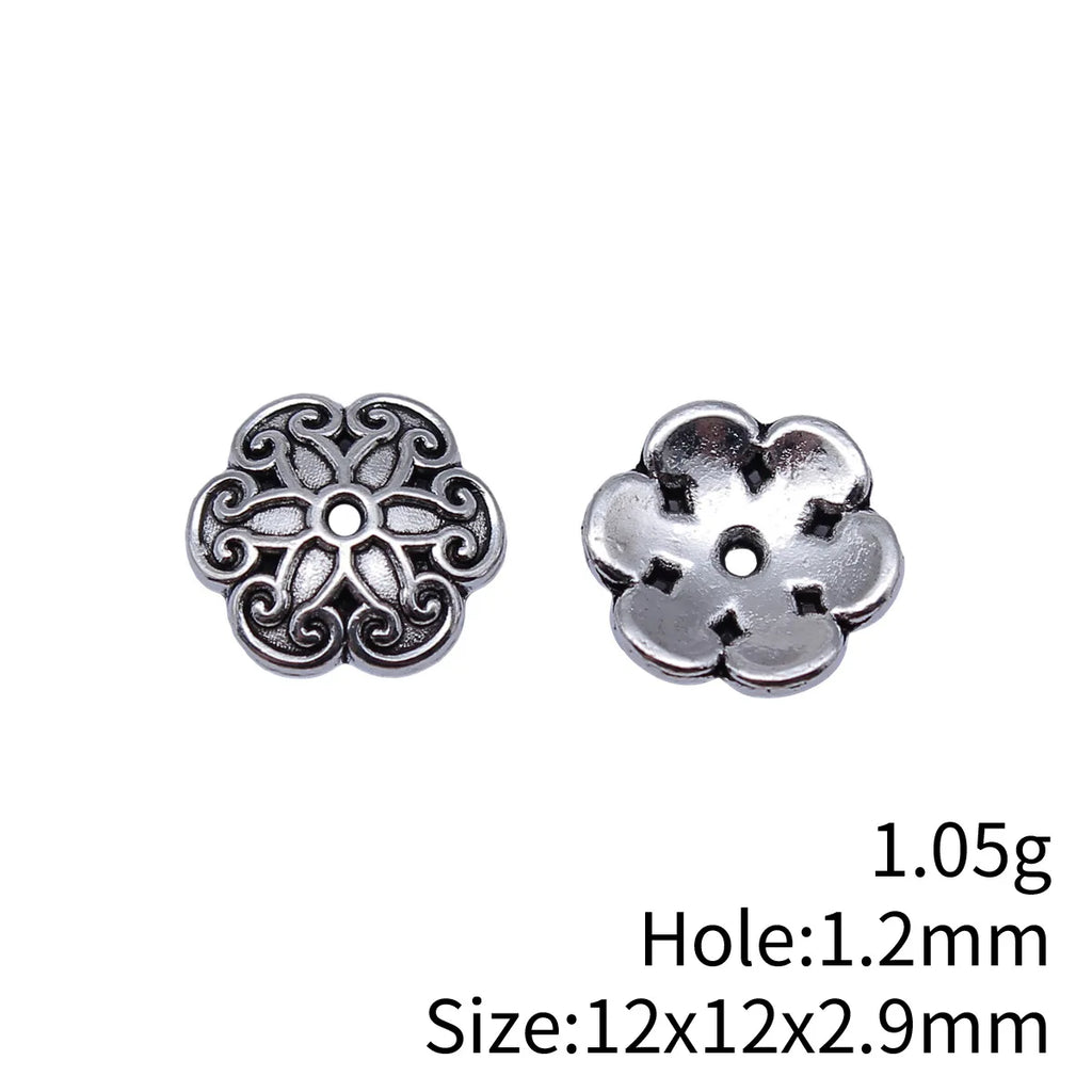12x12x2.9mm 1.05g Antique Silver Zinc Alloy Flower Bead Cap Jewelry Findings for Garment Jewelry DIY