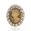 Vintage Victorian Queen Cameo Brooch With Rhinestone Alloy Filigree Frame, Elegant Lapel Pin Suit Accessory