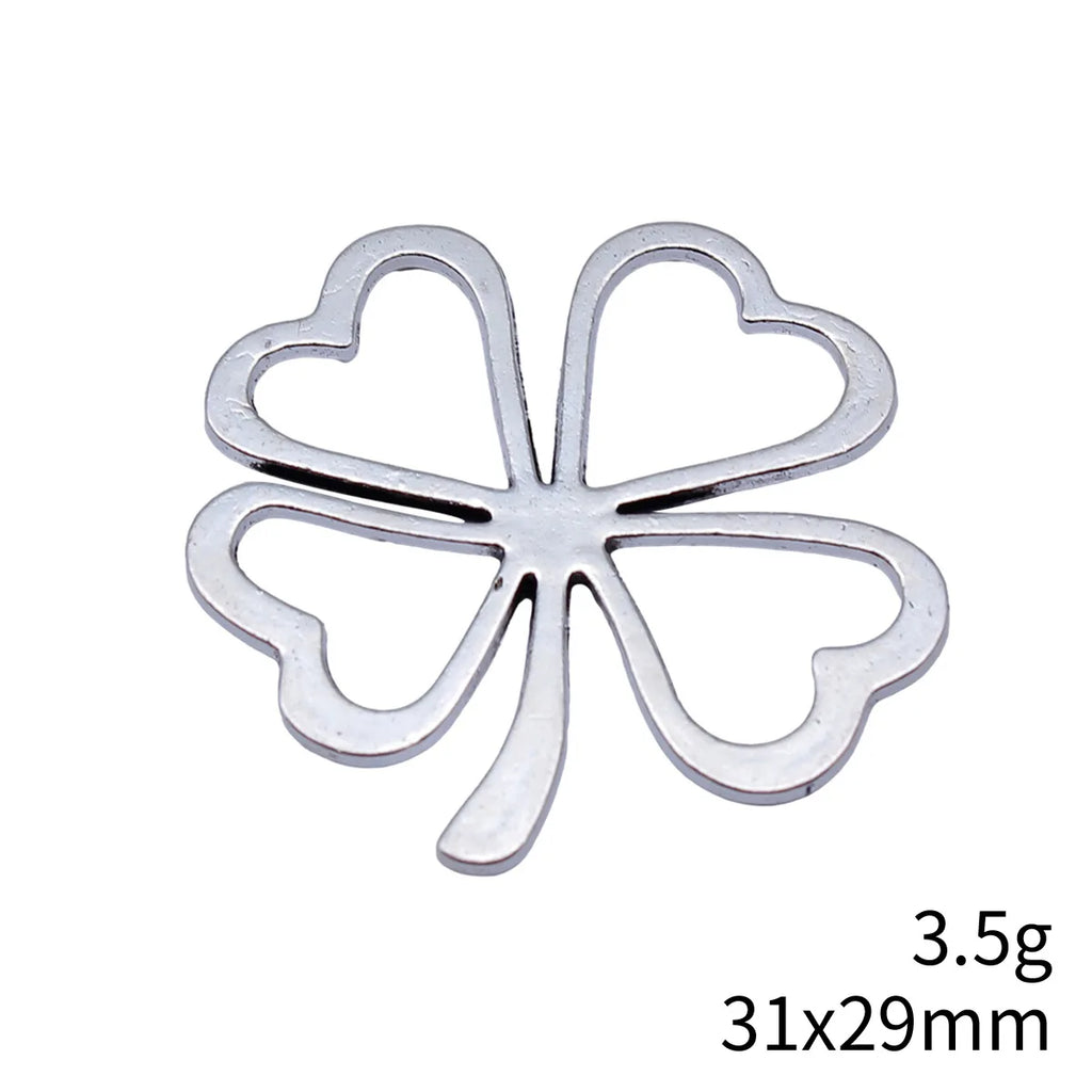 31x29mm 3.5g Antique Silver Zinc Alloy Hollow Four Leaf Clover Charm Pendant for DIY Jewelry Making
