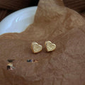 14K Electroplated Matte Mini Heart Stud Earrings For Women Copper Jewelry