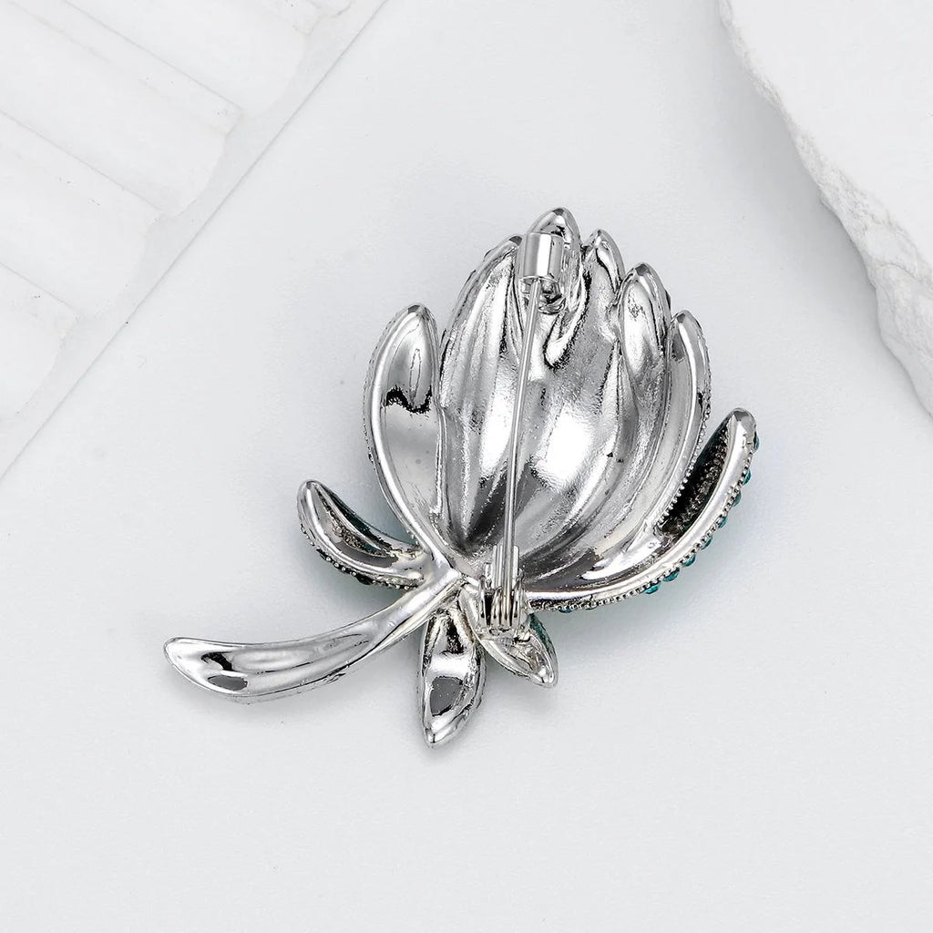 Luxury Tulip Flower Rhinestone Brooch, Elegant Alloy Crystal Lapel Pin Corsage Suit Accessory Gift