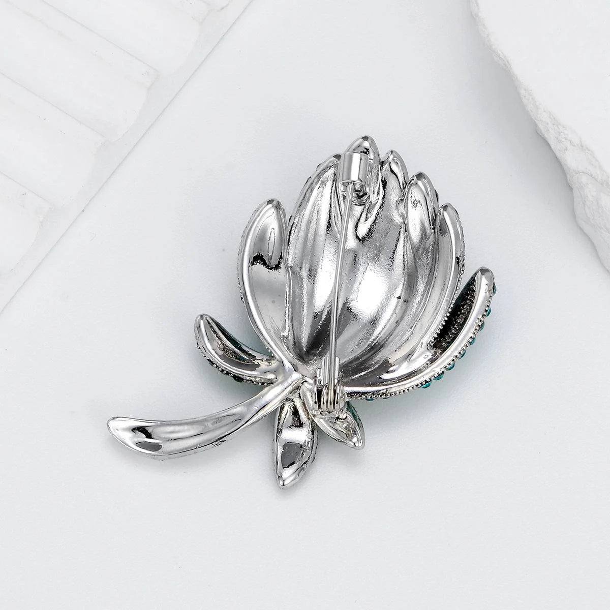 Luxury Tulip Flower Rhinestone Brooch, Elegant Alloy Crystal Lapel Pin Corsage Suit Accessory Gift