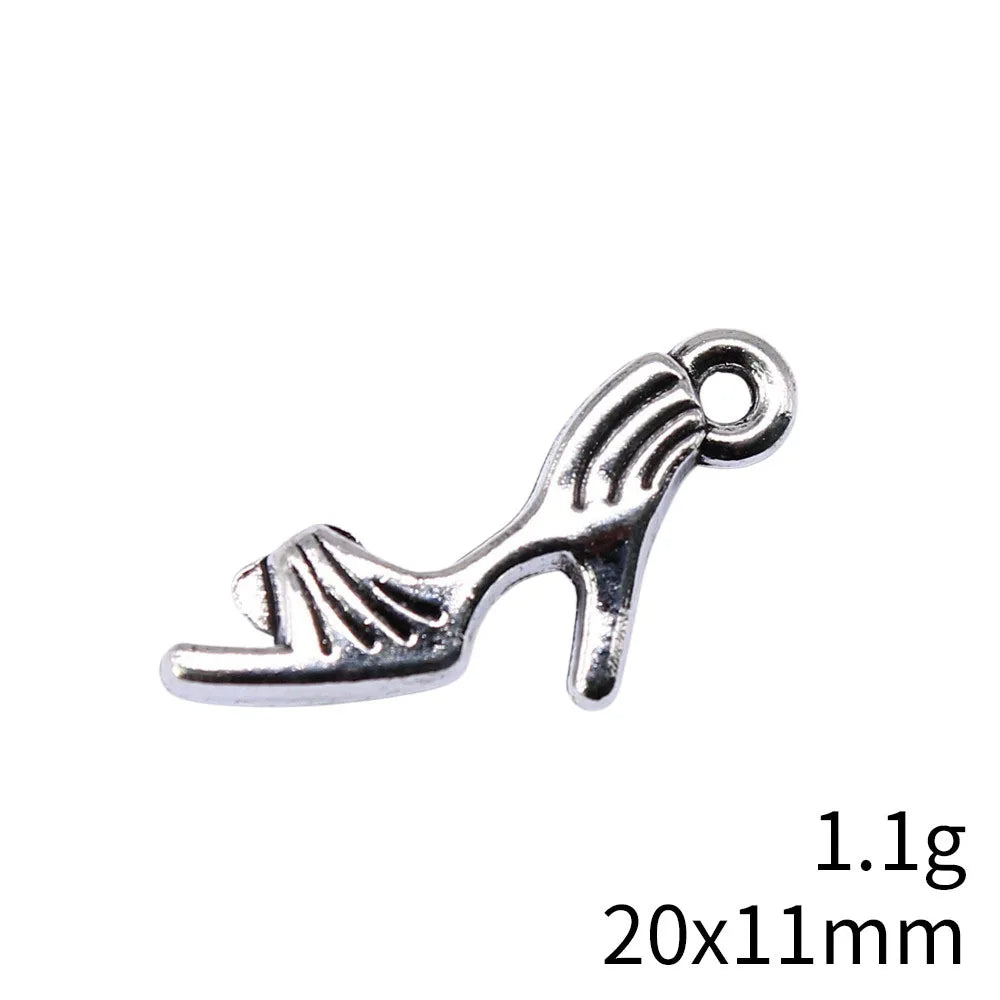 20x11mm 1.1g Antique Silver Zinc Alloy Women's Sandal Charm Pendant for DIY Necklace Bracelet Making